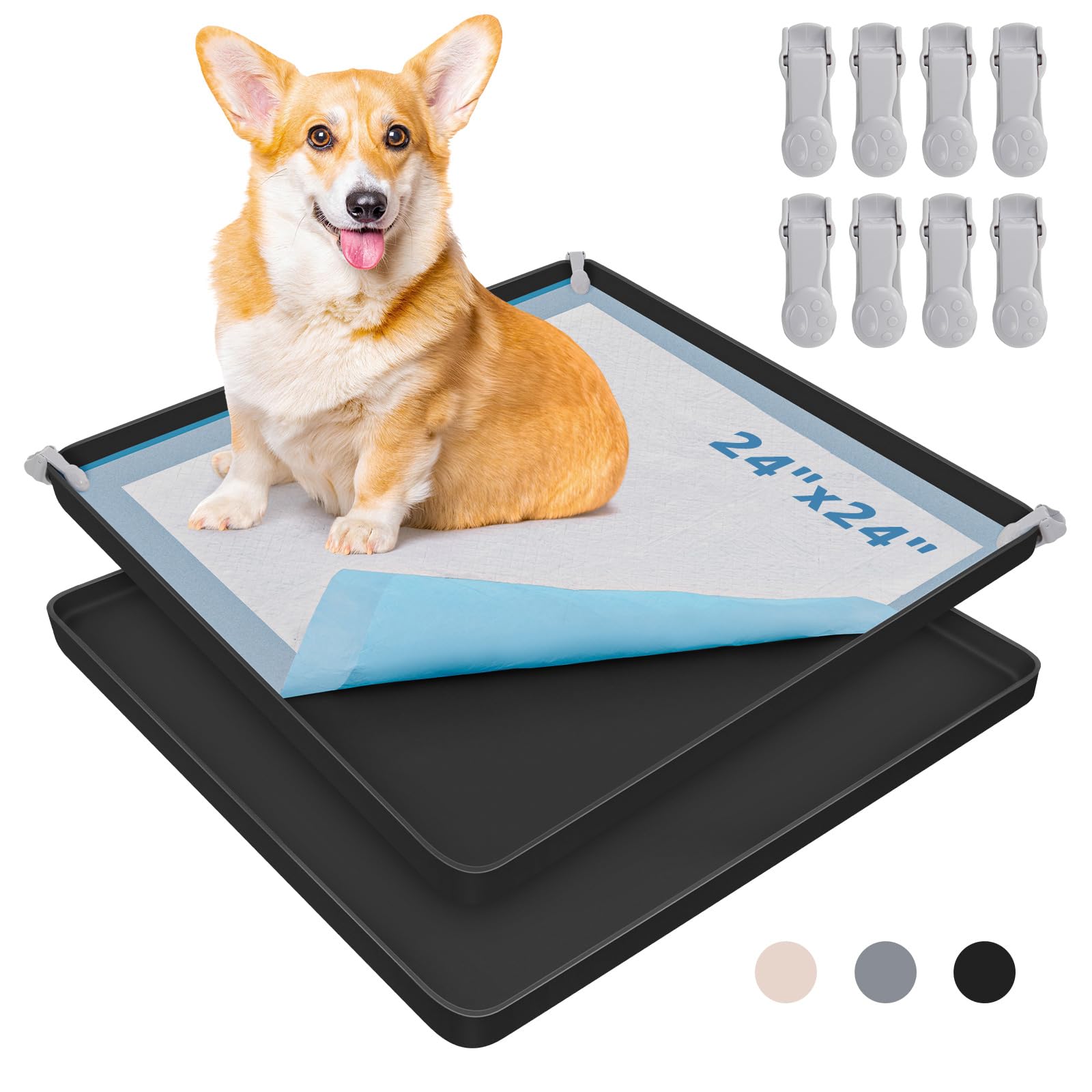 LOOBANI dog pee pad holder full setup with two-pack tray for easy potty training.