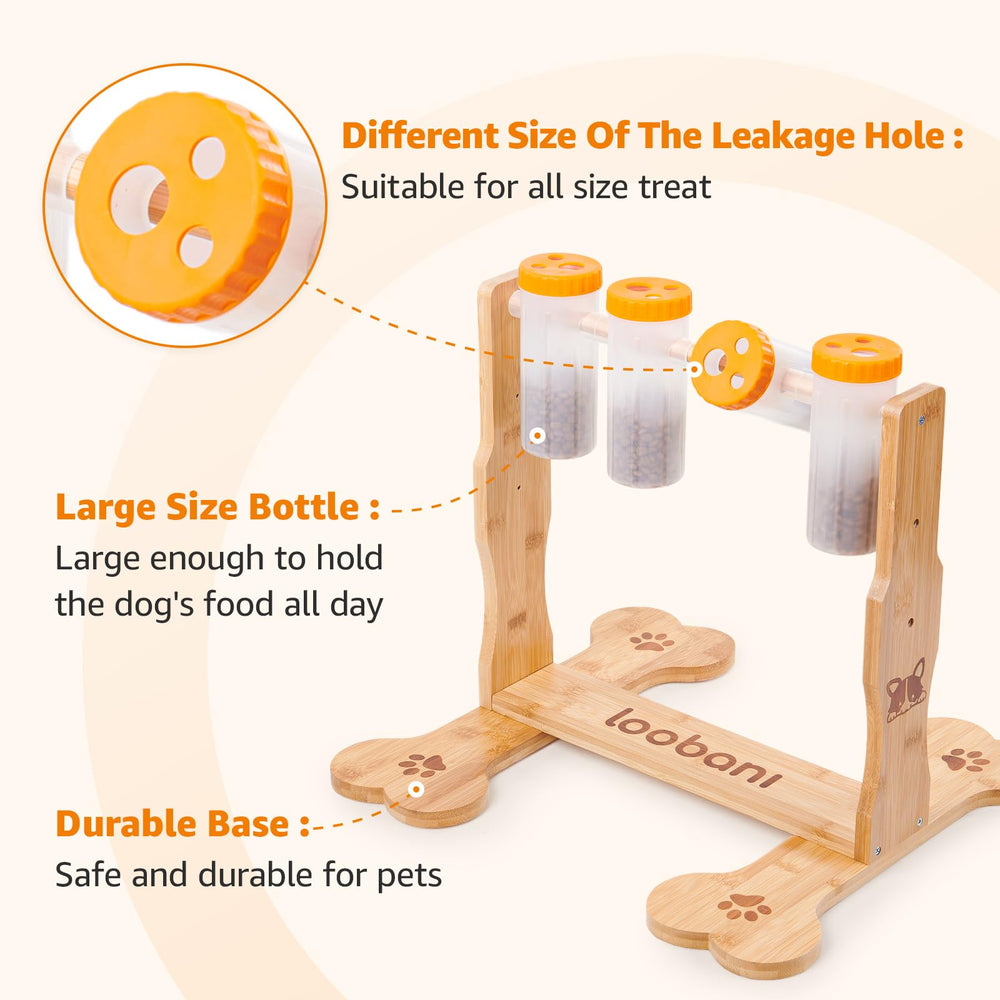 LOOBANI dog puzzle toy heavy-duty base resists tipping for confident chewers.