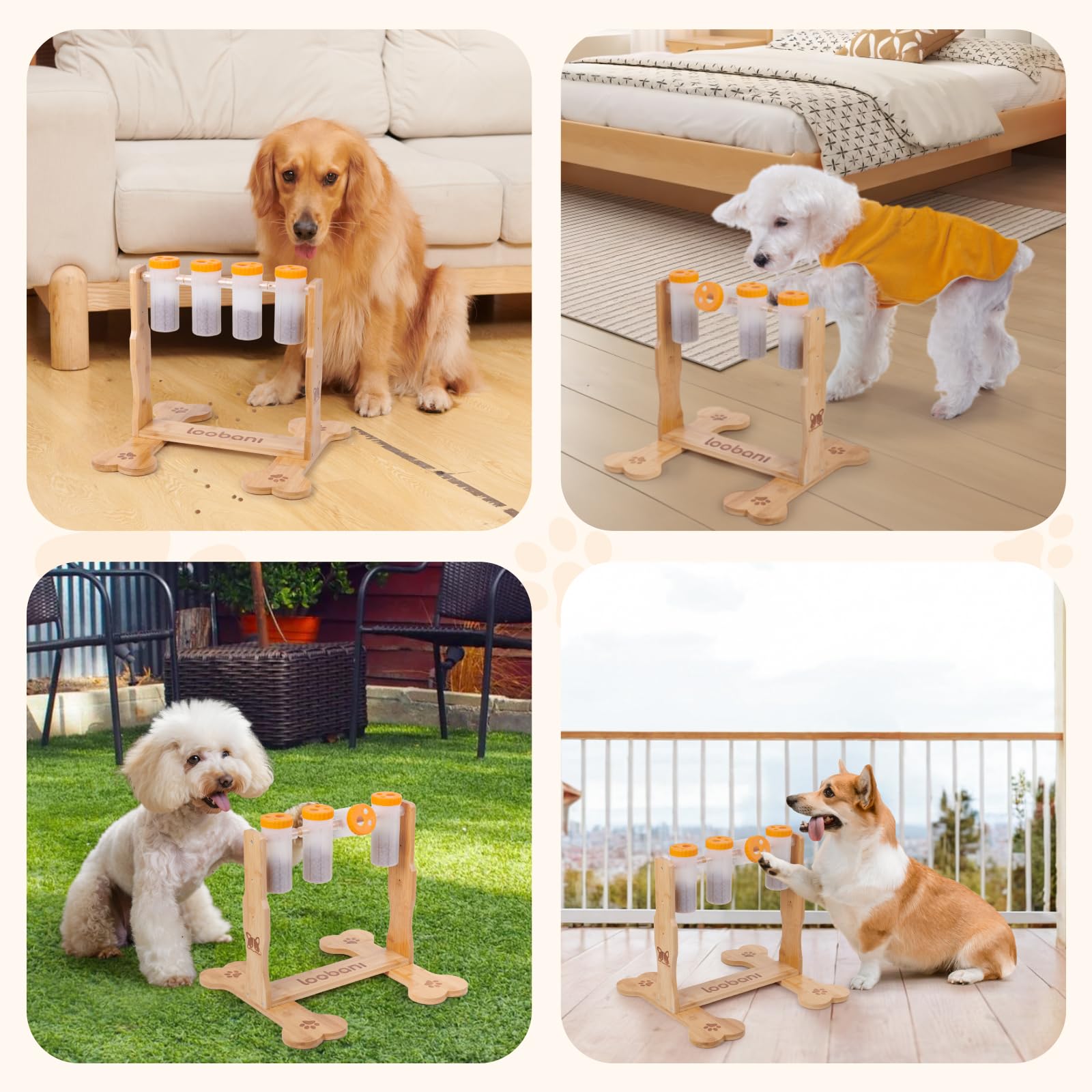 LOOBANI dog puzzle toy wooden enrichment for puppies to seniors.