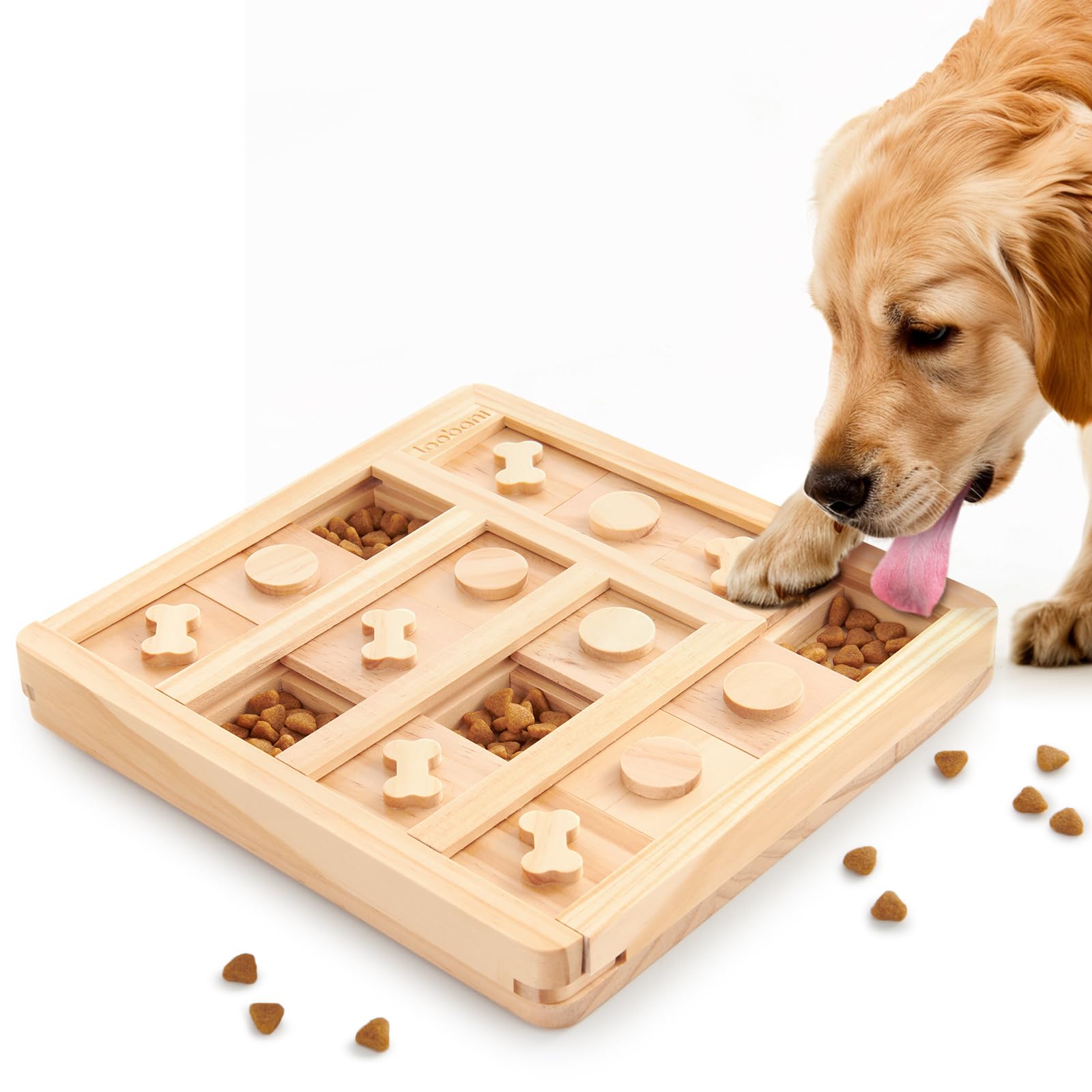 LOOBANI dog puzzle toys wooden cover engages dogs in problem-solving during playtime