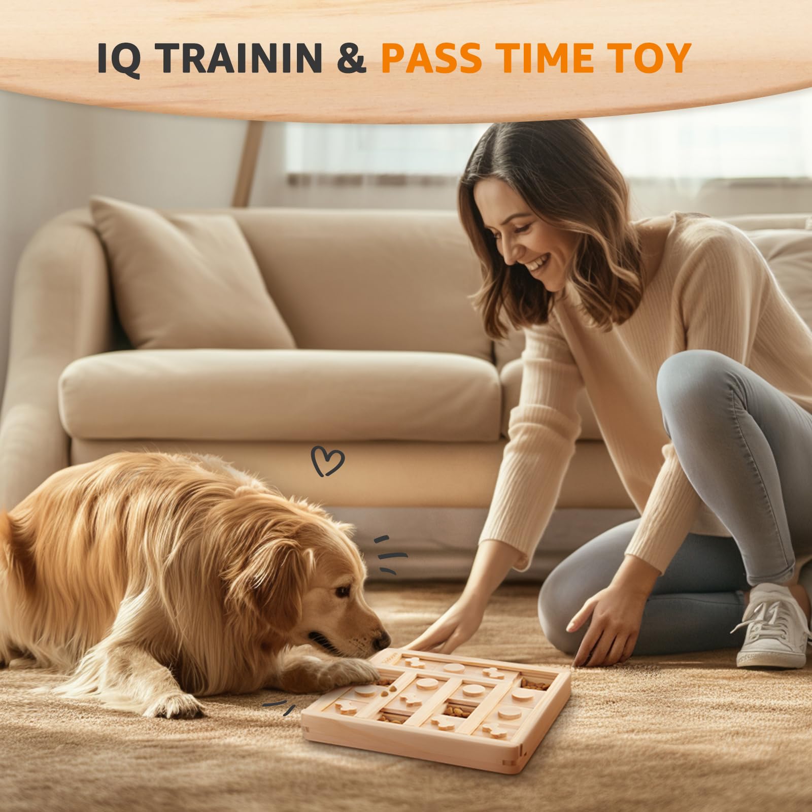 LOOBANI wooden slide panel reveals treats while sharpening dog focus