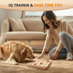 LOOBANI wooden slide panel reveals treats while sharpening dog focus