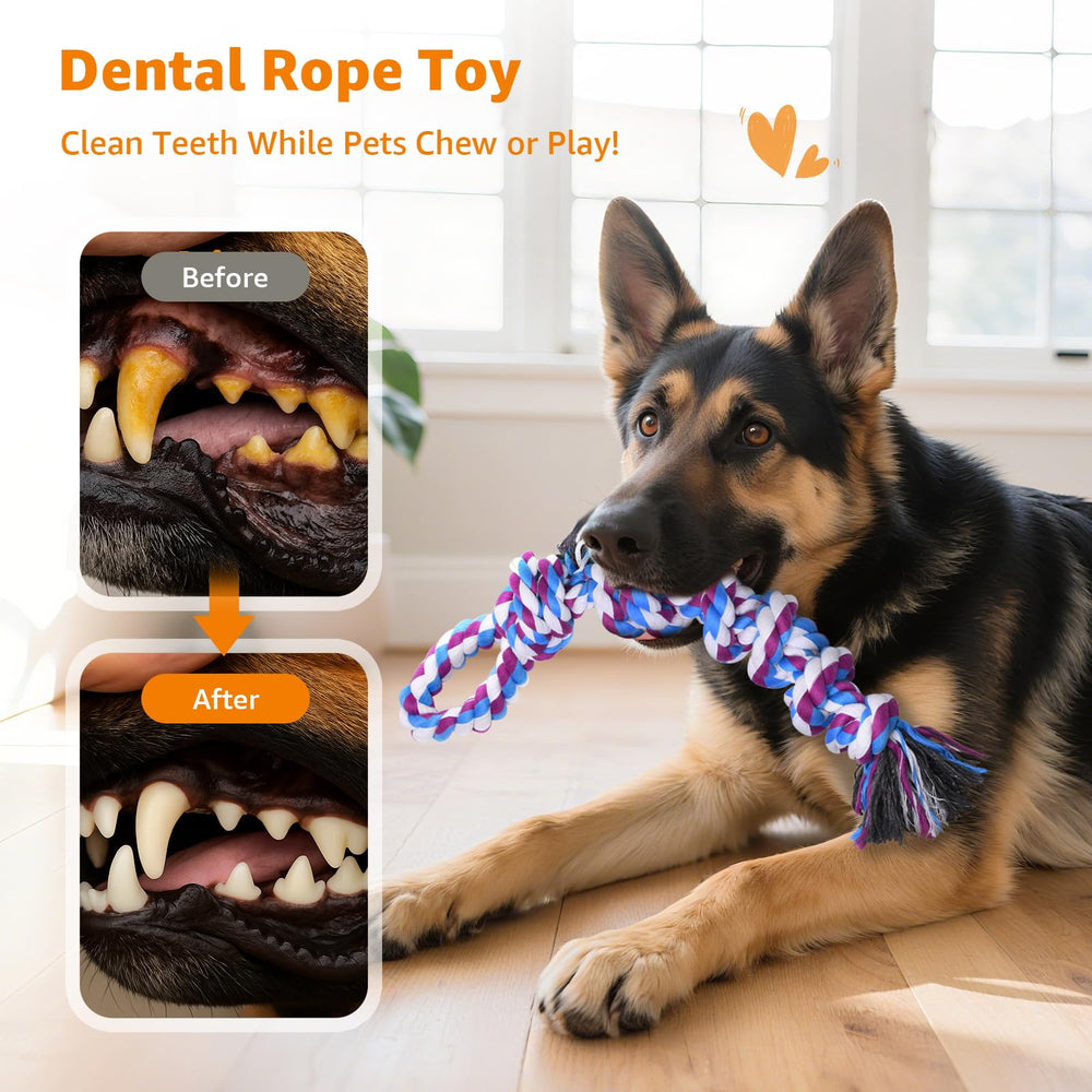 LOOBANI rope toy durable-knots close-up highlighting strong grip for chewers.
