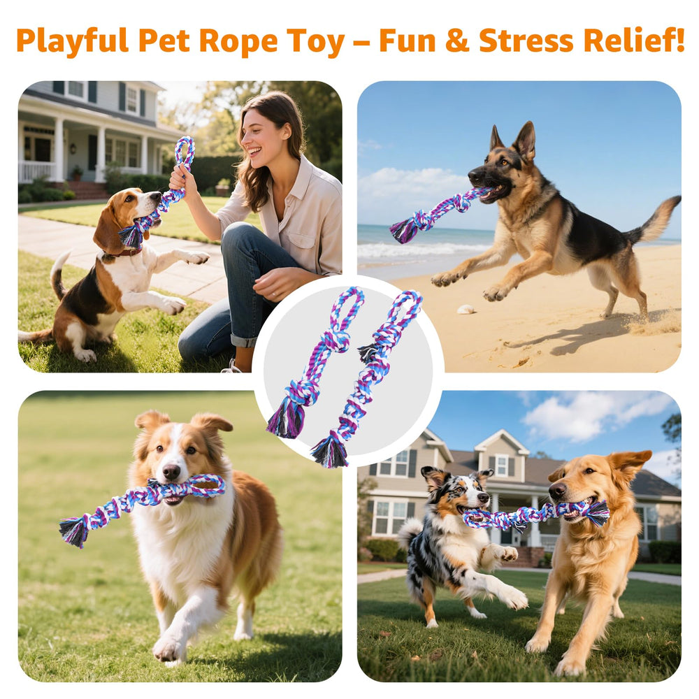 LOOBANI rope toy knots closeup emphasizes secure grip and extended play.