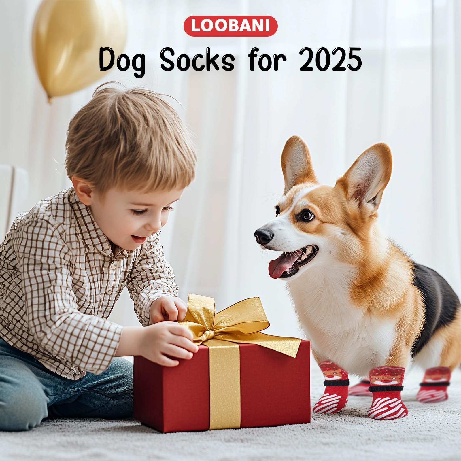 LOOBANI dog socks feature adjustable straps for a secure fit.