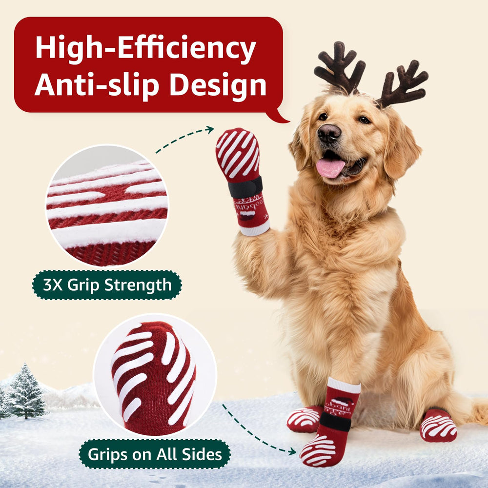 LOOBANI red soft cotton dog socks offering comfortable paw wear for daily use.