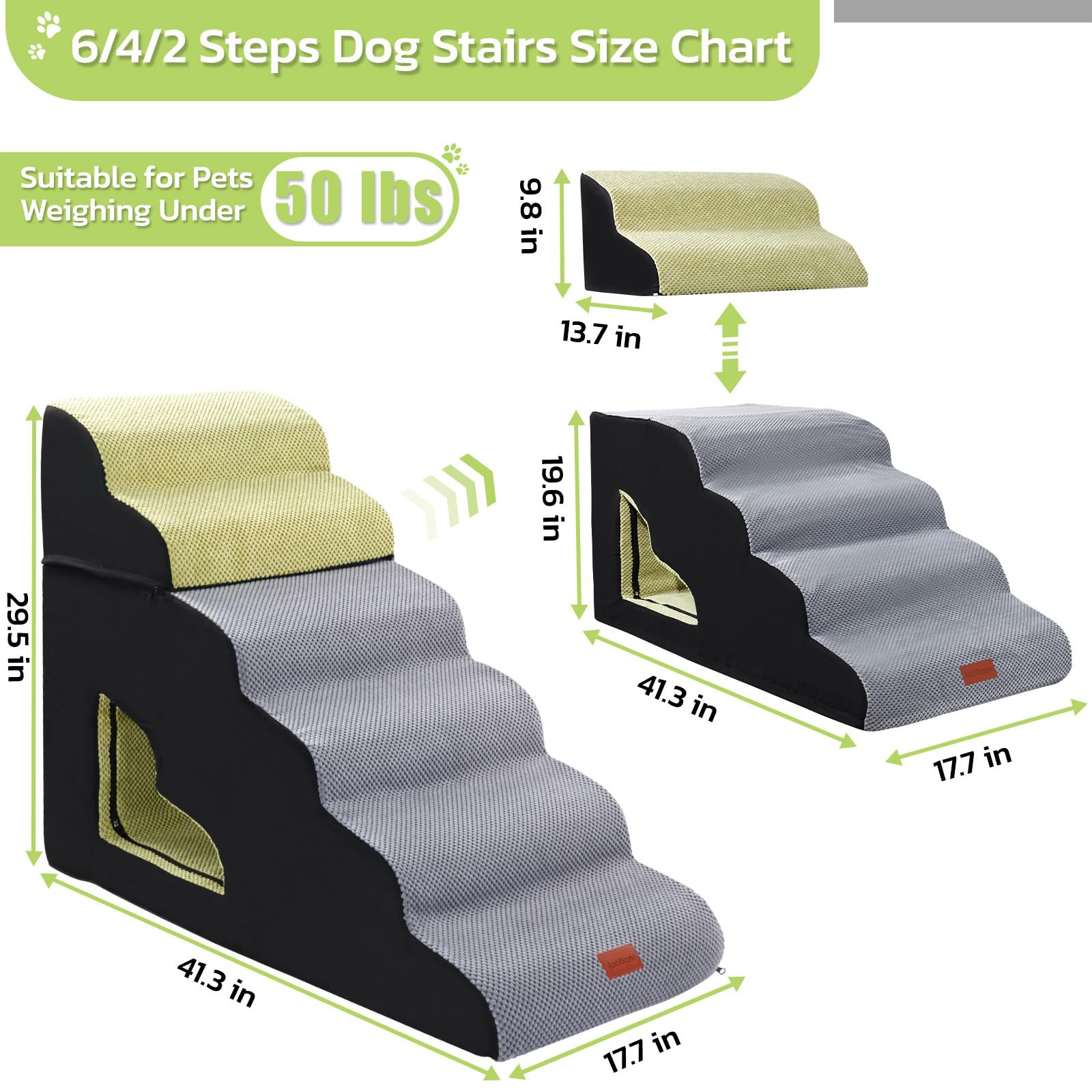 LOOBANI dog stairs 2-tier setup for flexible space use
