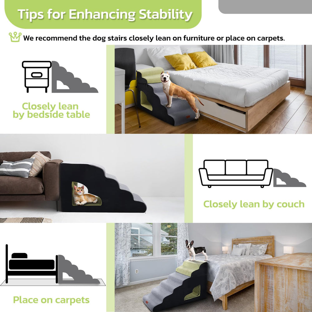 LOOBANI dog stairs foam with removable cover for easy washing