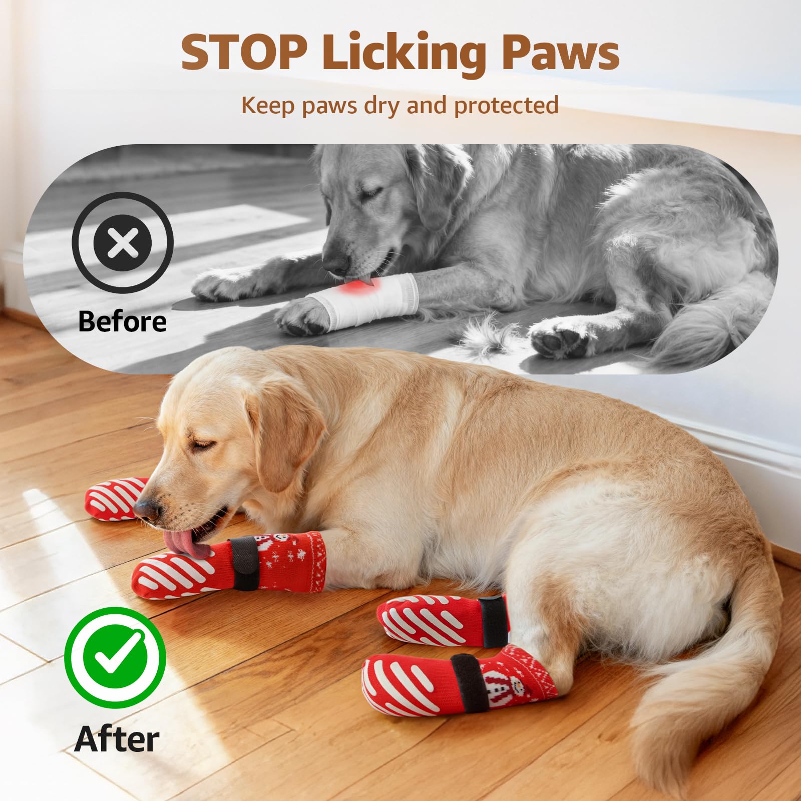 LOOBANI elastic-cuff dog socks stay on during active play and stair climbing