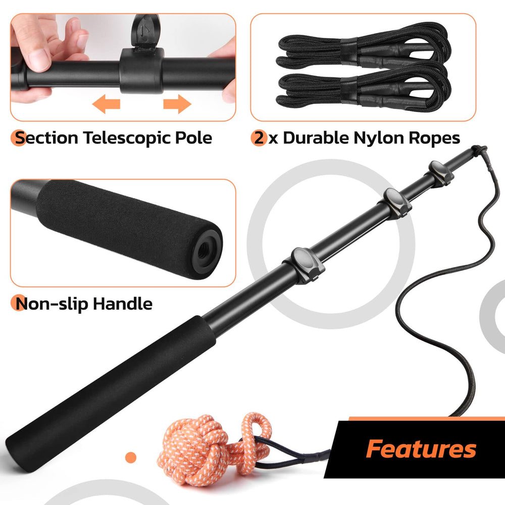 LOOBANI Flirt Pole nylon rope demonstrates durable pull for energetic chase and tug-of-war.