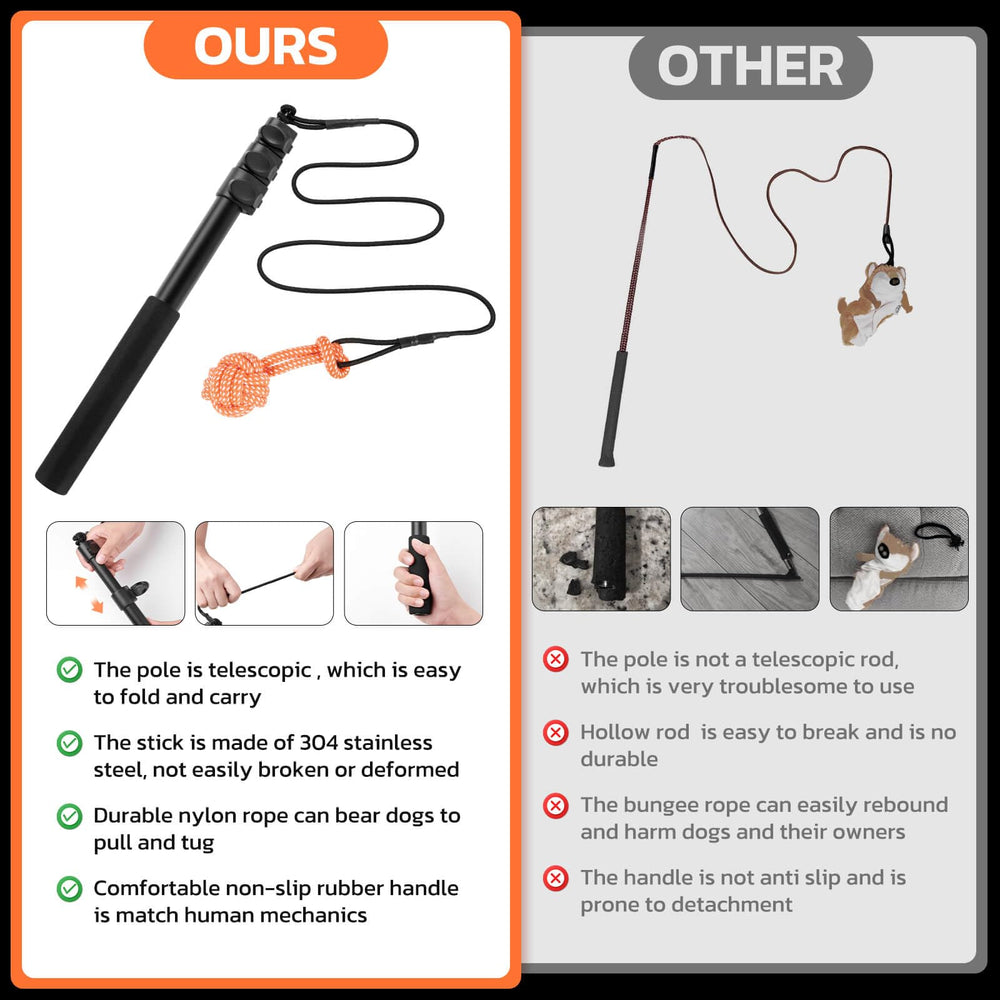 LOOBANI Flirt Pole safety buckle secures the lure for safe, controlled sessions.