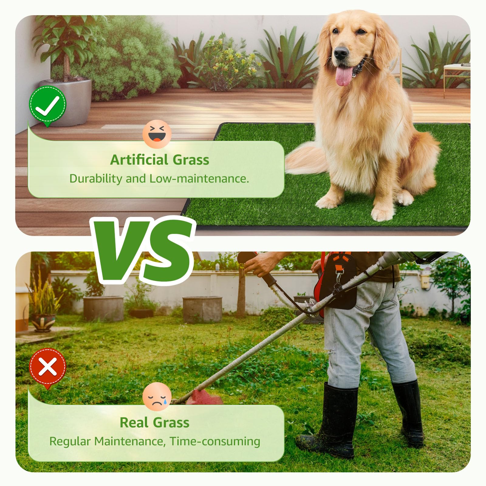 LOOBANI grass potty encourages safe pee training on balcony or terrace