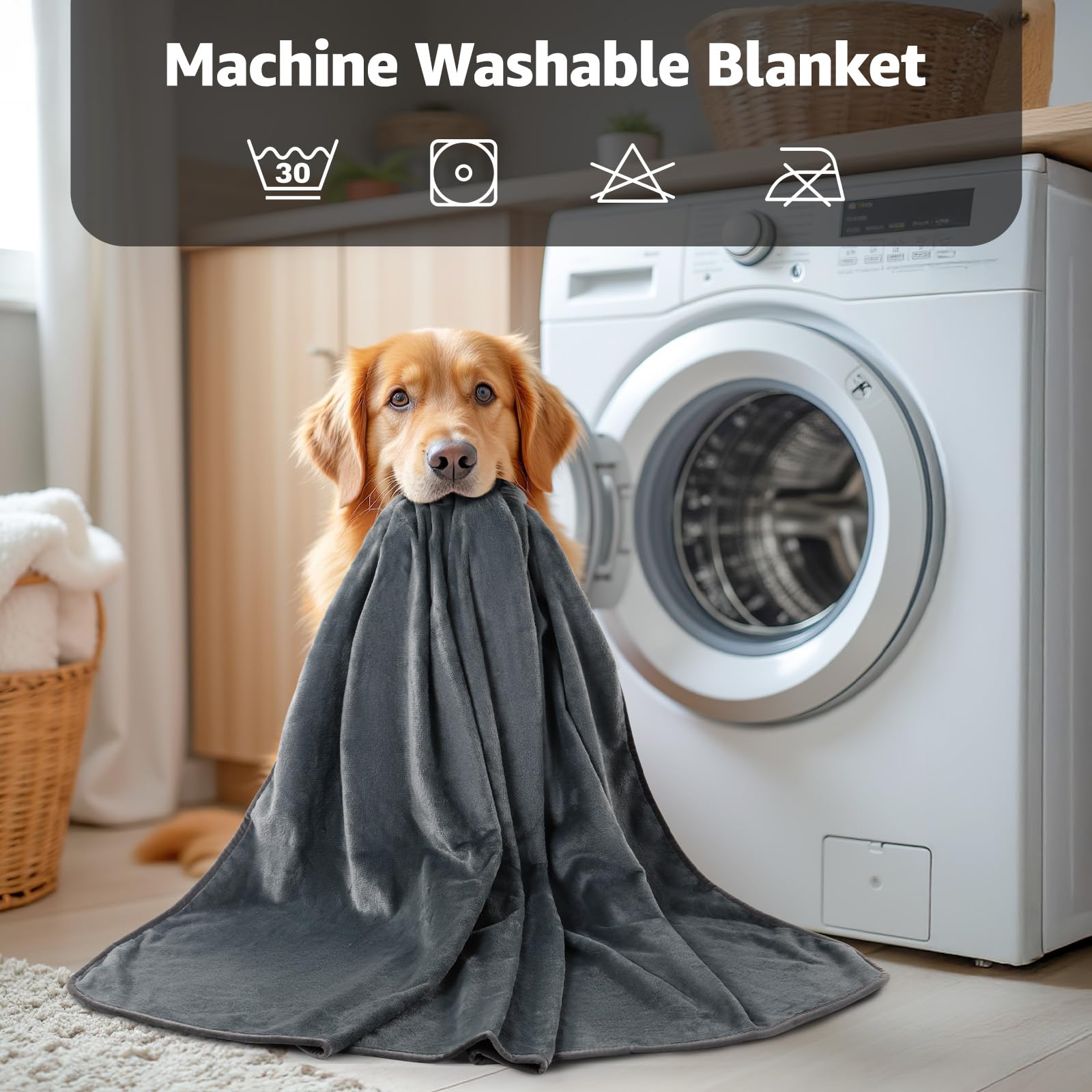 LOOBANI grey 30x40 blanket offering year-round snuggling and odor-free comfort