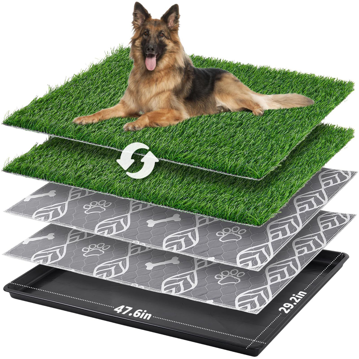 LOOBANI large dog litter box with grass patch for easy potty training and mess control.