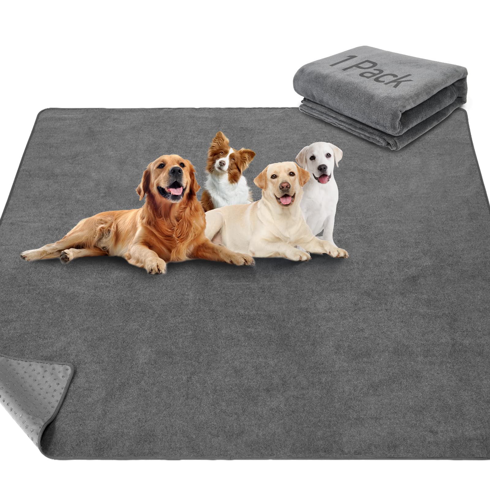 LOOBANI non-slip pee pad on gray floor keeps surfaces dry.