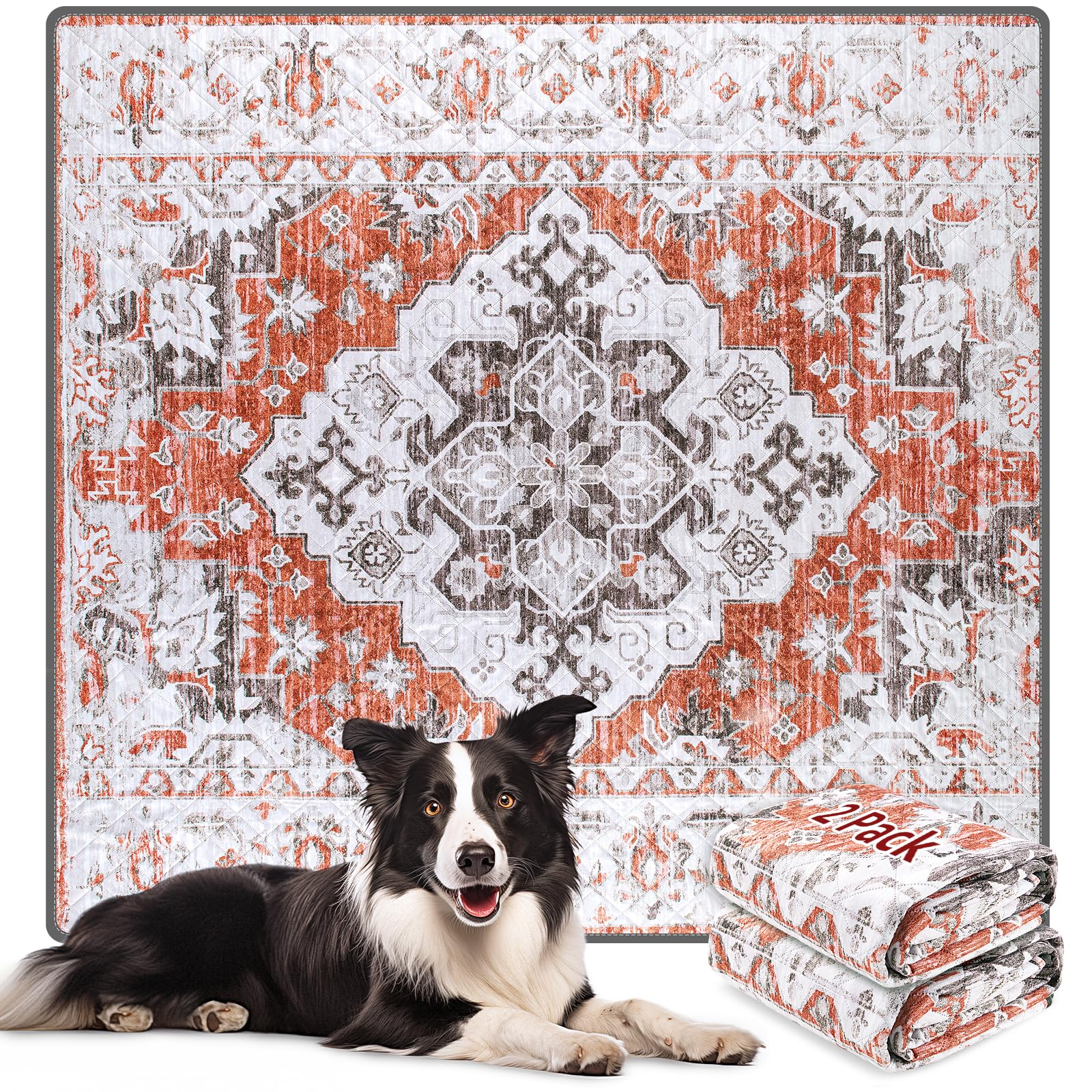 LOOBANI reusable pee pads for dogs 2-pack shown on a clean floor for mess-free protection.