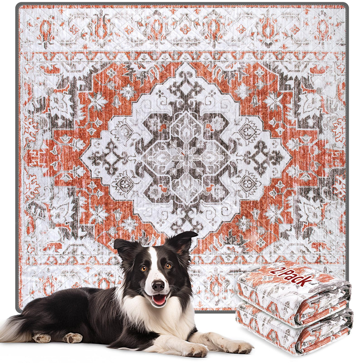 LOOBANI reusable pee pads for dogs 2-pack shown on a clean floor for mess-free protection.