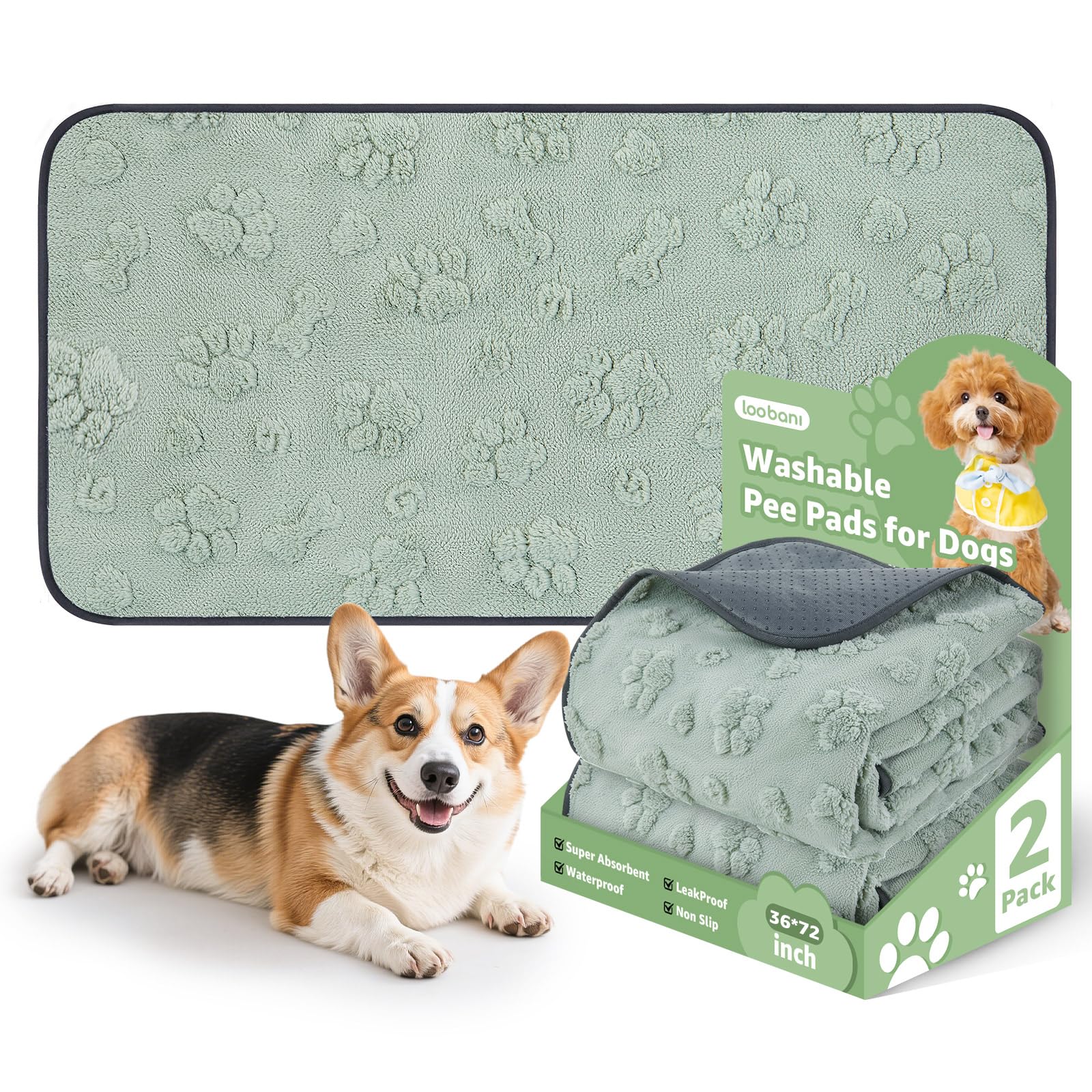 LOOBANI washable pee pads with dog-pattern design reduce mess for stylish home use