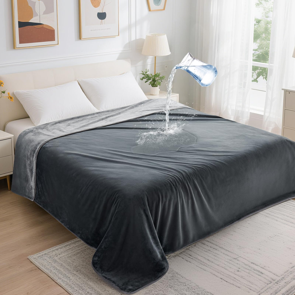 LOOBANI waterproof blanket bed-60x80 protects twin beds from spills during sleep.