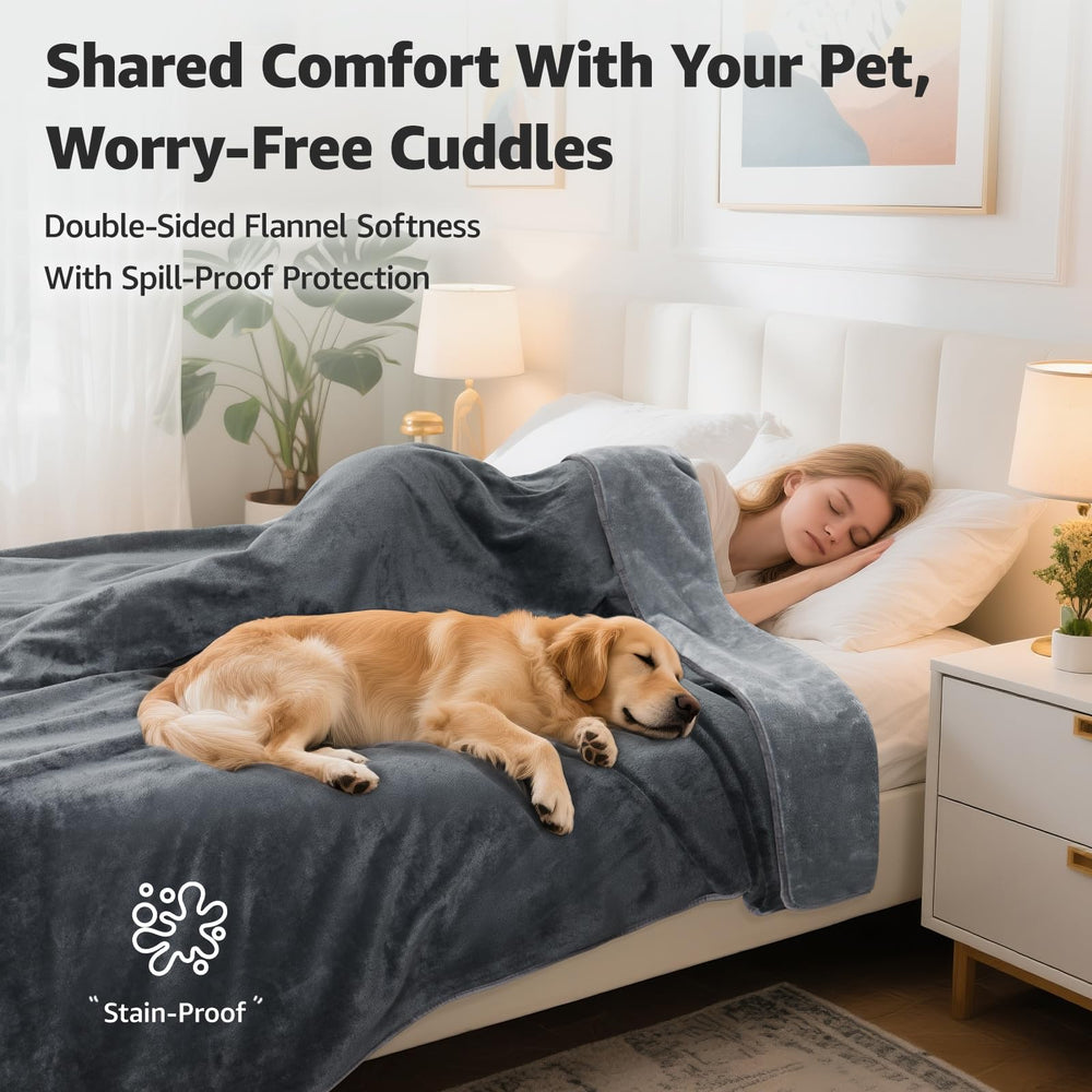 LOOBANI waterproof blanket reversible-design shows two looks for versatile room protection.