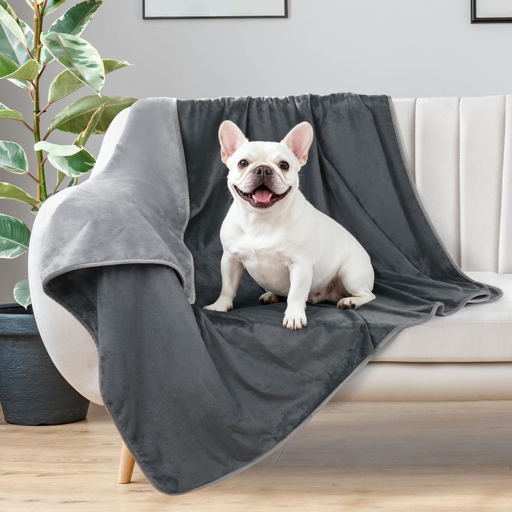 LOOBANI waterproof dog blanket bed 30x40 grey with cozy flannel and spill protection