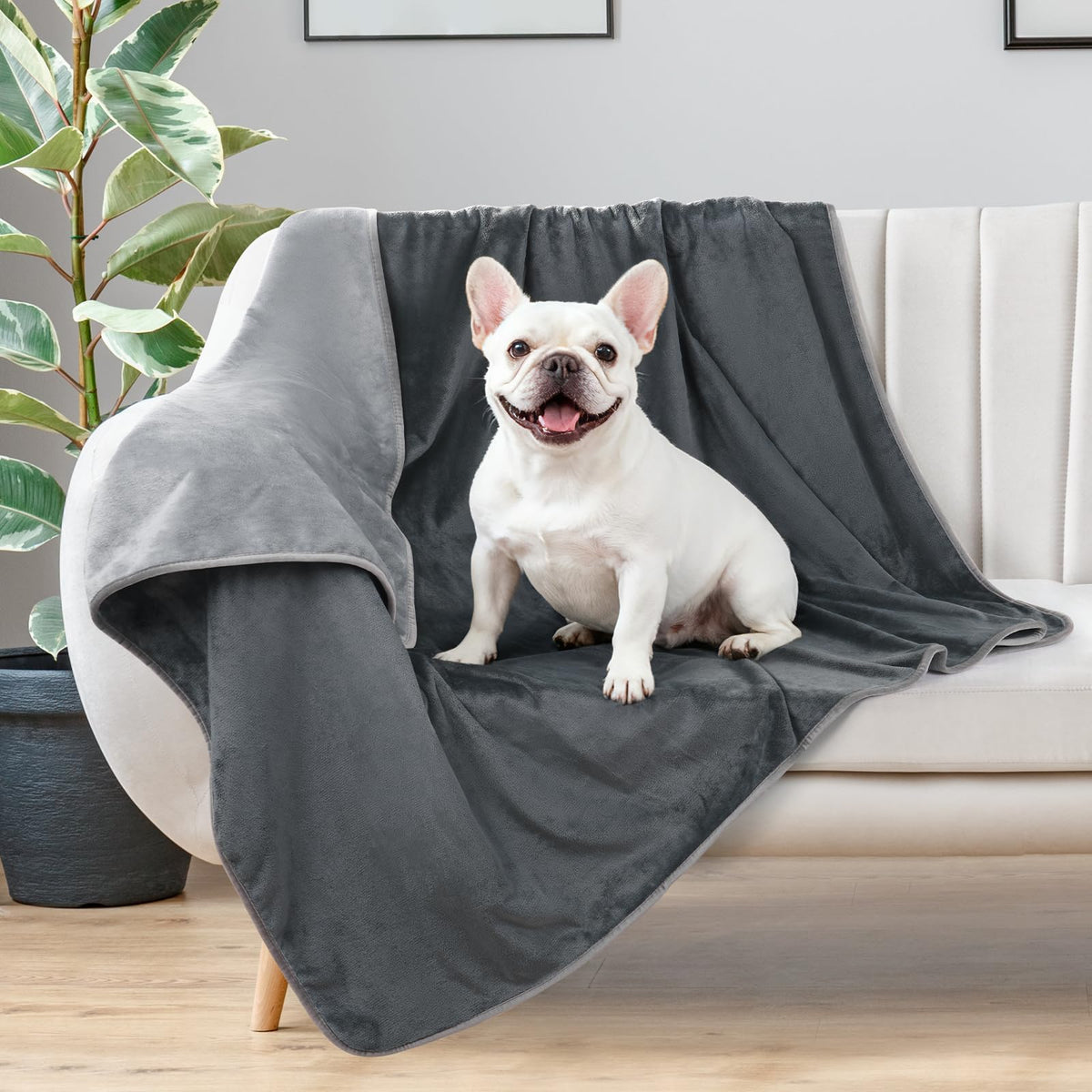 LOOBANI waterproof dog blanket bed 30x40 grey with cozy flannel and spill protection