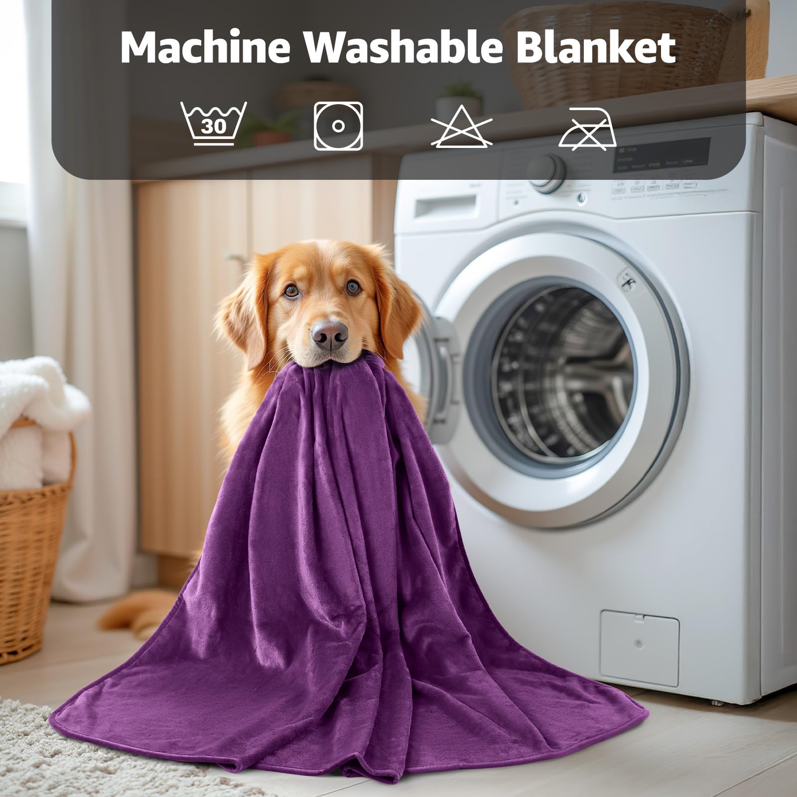 LOOBANI year-round cozy blanket worn on couch and bed