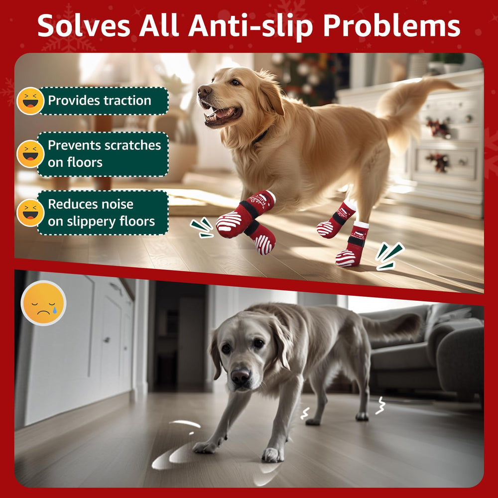 LOOBANI Christmas dog socks suitable for dogs of all sizes providing year-round paw protection.