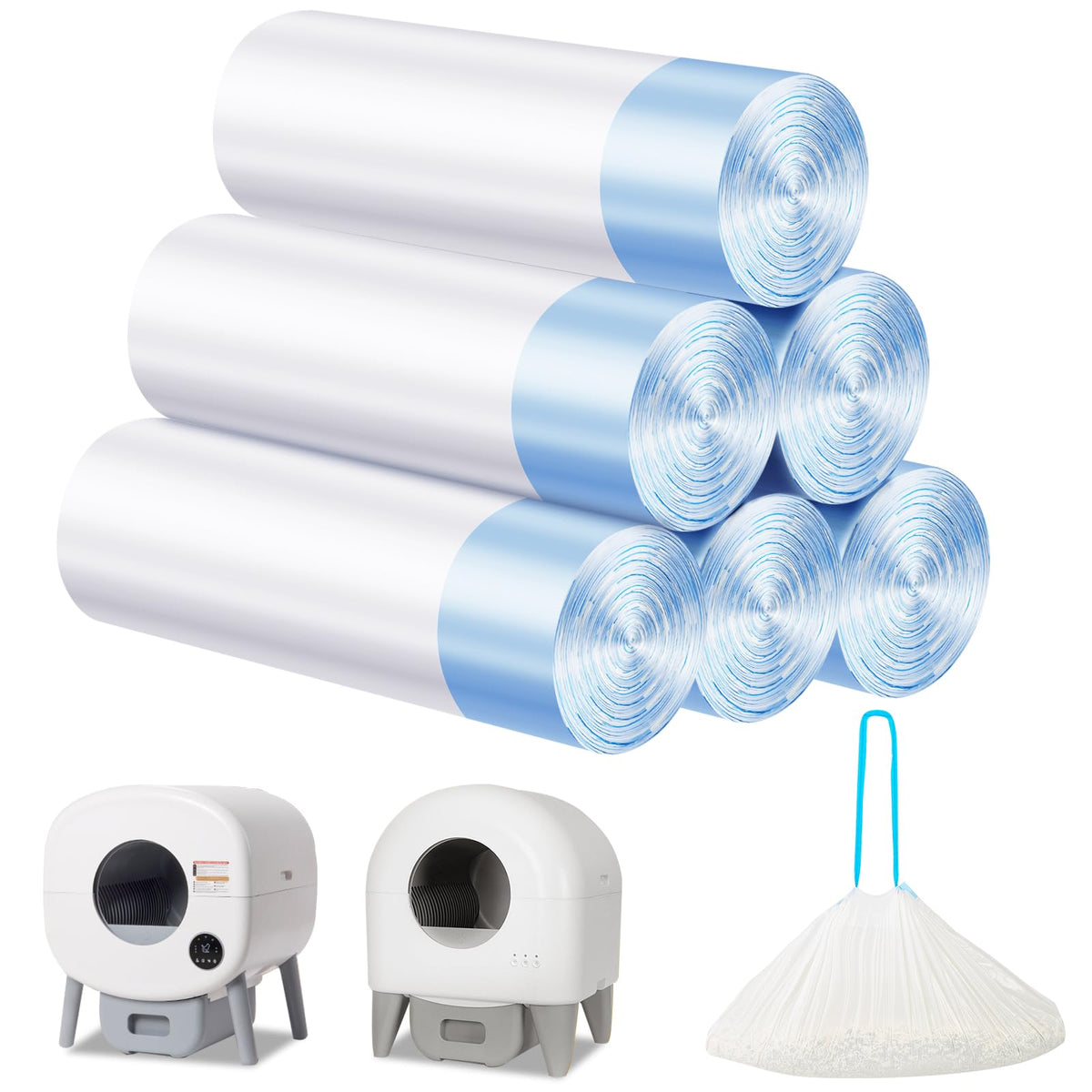 LoopTime cat litter bags with drawstring closure enable quick, hygienic disposal.