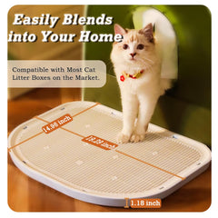 LoopTime cat litter mat dimensions 19-29x14-96 demonstrates wide coverage.