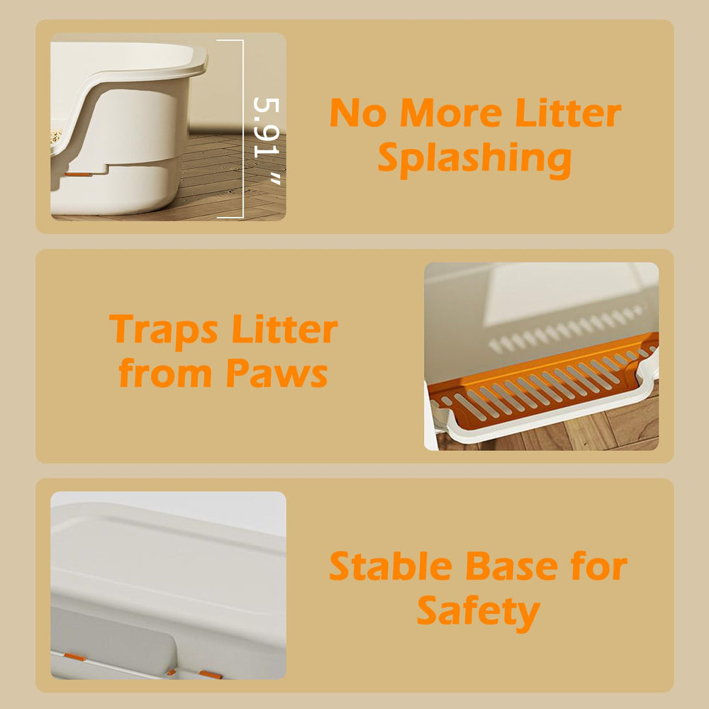 LoopTime Extea large cat litter box made of durable plastic for long-lasting use.