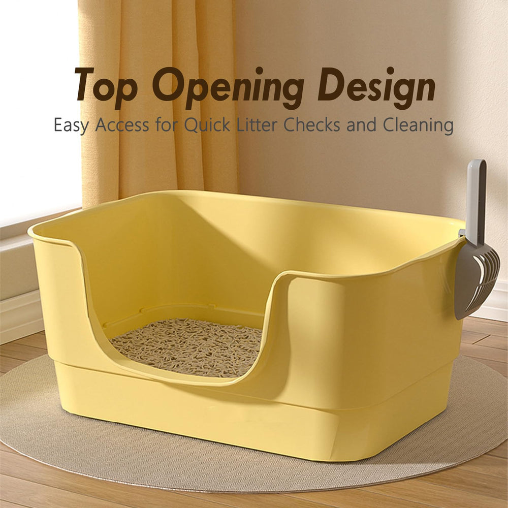 LoopTime white XL litter box in use demonstrates contained mess with high sides.