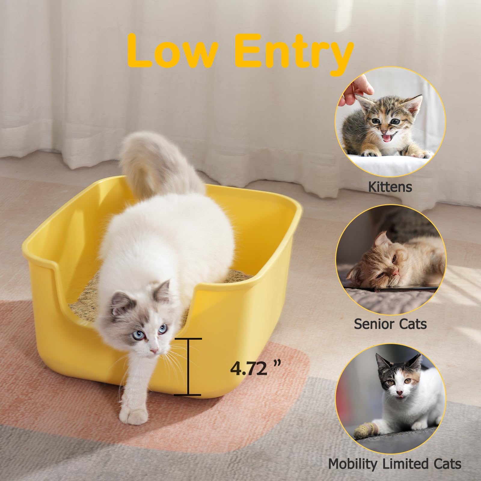 LoopTime large cat litter box anti-diffusion feature—minimizes litter scatter