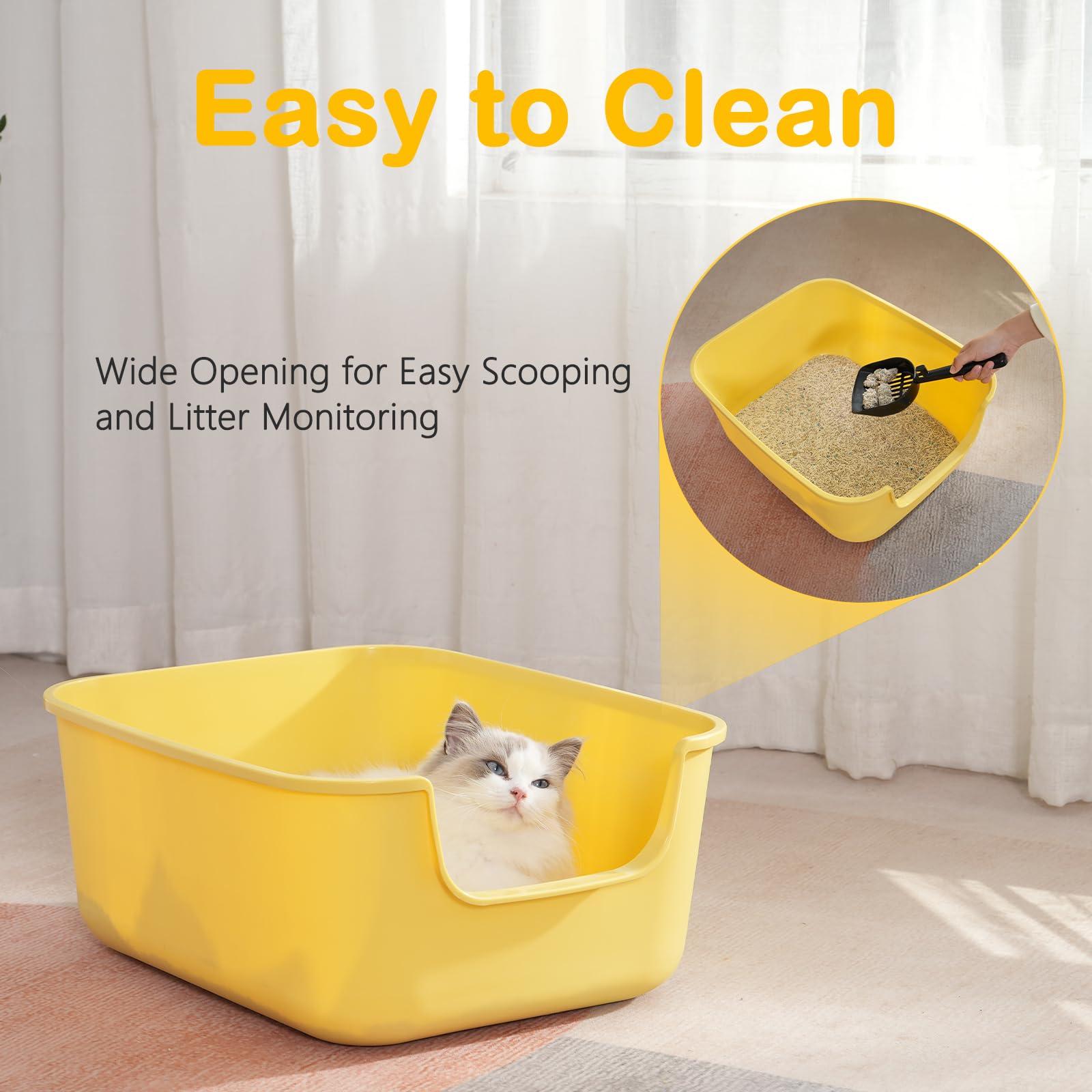 LoopTime large cat litter box easy-clean surface—quick maintenance