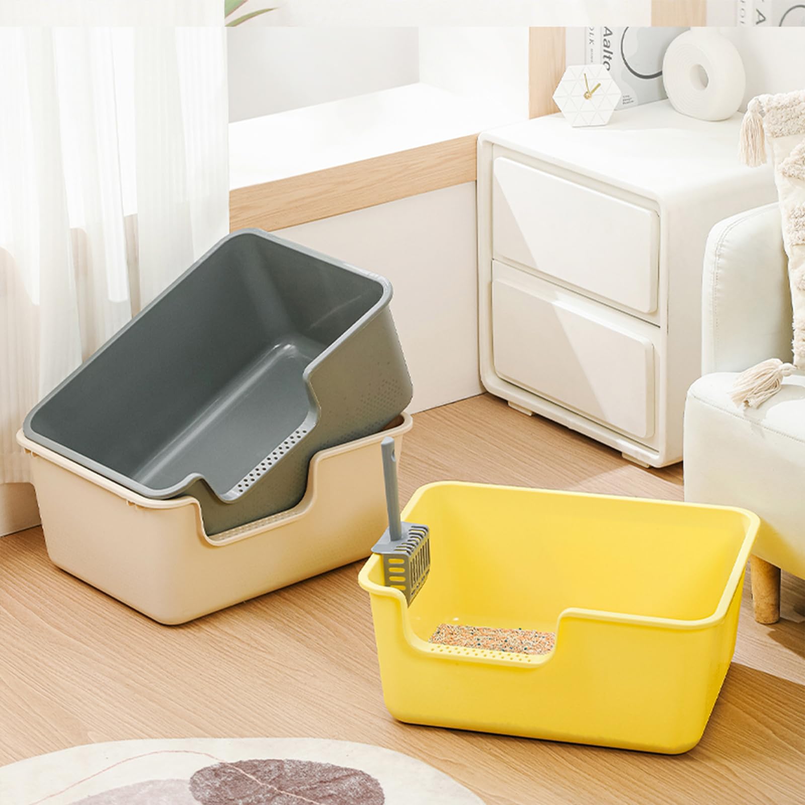 LoopTime large cat litter box low-entry front opening aids kittens and seniors with easy access.