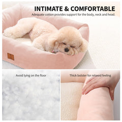 Looyn 25in dog bed pillow-support close-up for secure curl.