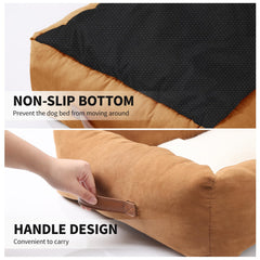 Looyn 25in dog bed suede close-up for durable luxury