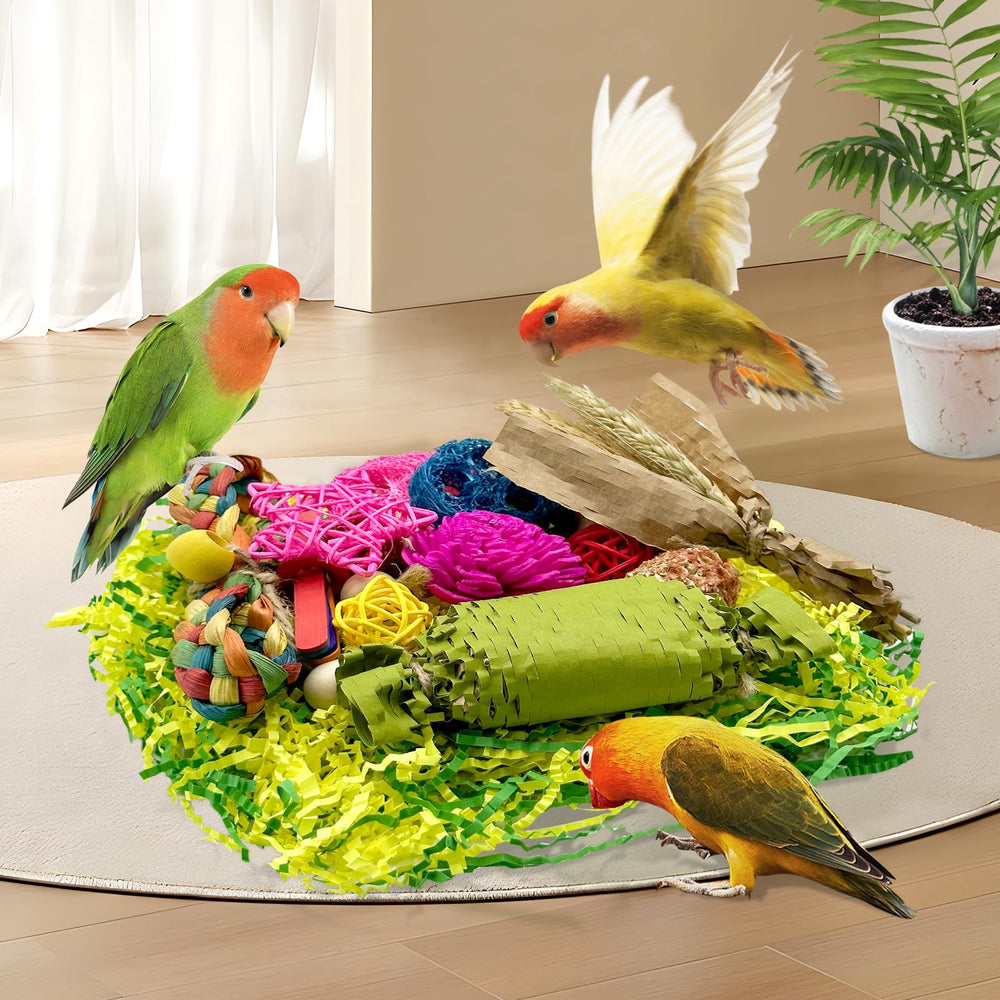 Loperdeve bird toy interior view shows foraging rewards and curiosity.