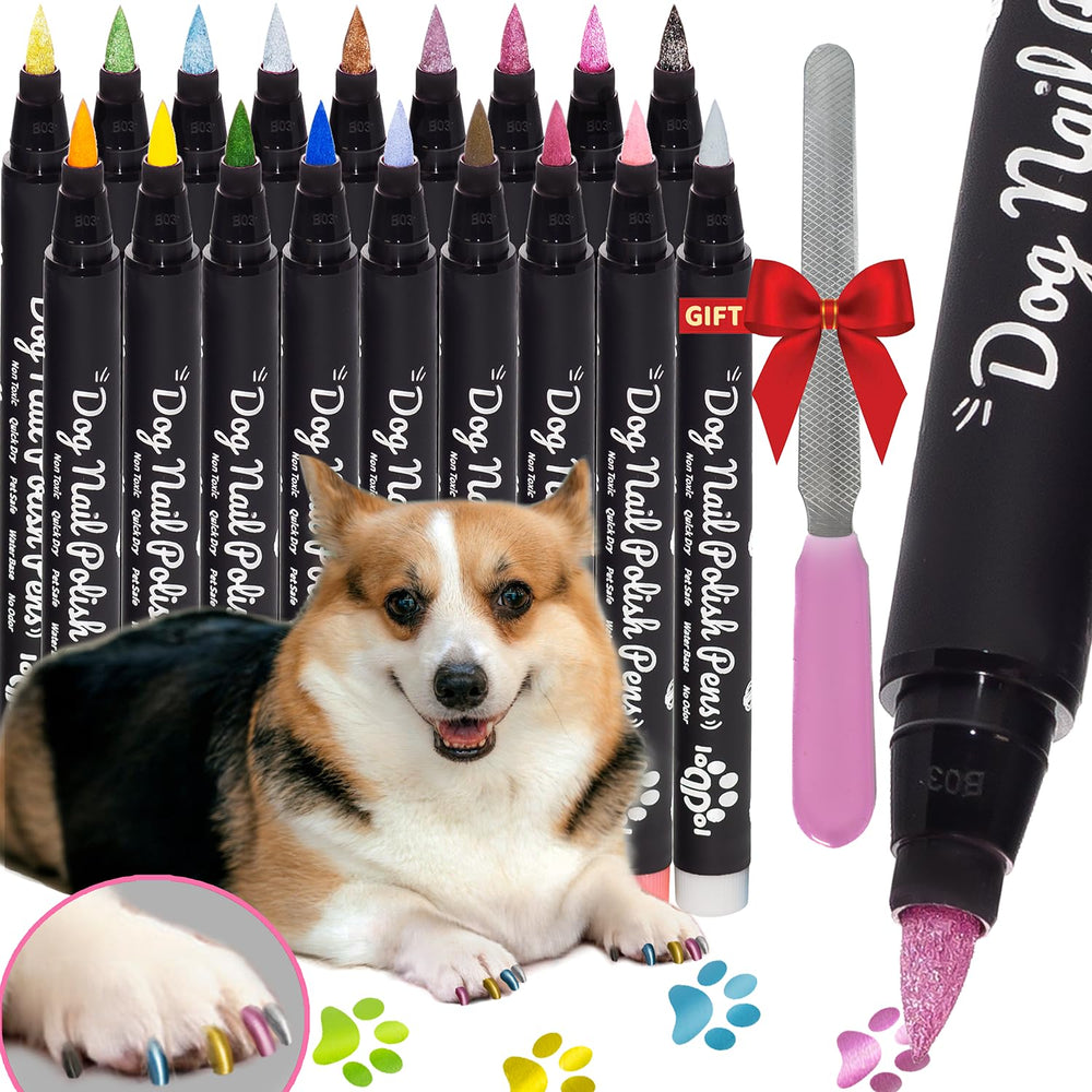 loqpol dog nail polish pen metallic colors—vivid shine for stylish paw nails.