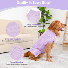 Lorehelina 2-pack dog sweaters purple front view emphasizes festive colors for photos