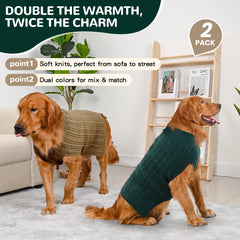Lorehelina dog sweater green turtleneck on large dog for cozy winter walks