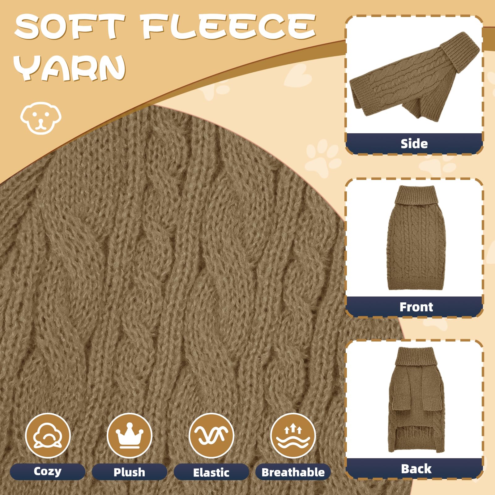 Lorehelina knit-detail-brown shows textured cable knit for warmth