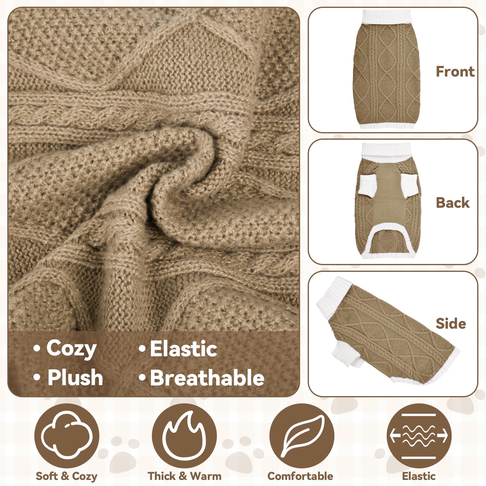 Lorehelina dog sweater brown diamond knit detail highlights festive look and comfort