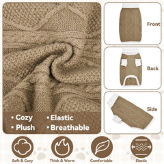 Lorehelina dog sweater brown diamond knit detail highlights festive look and comfort