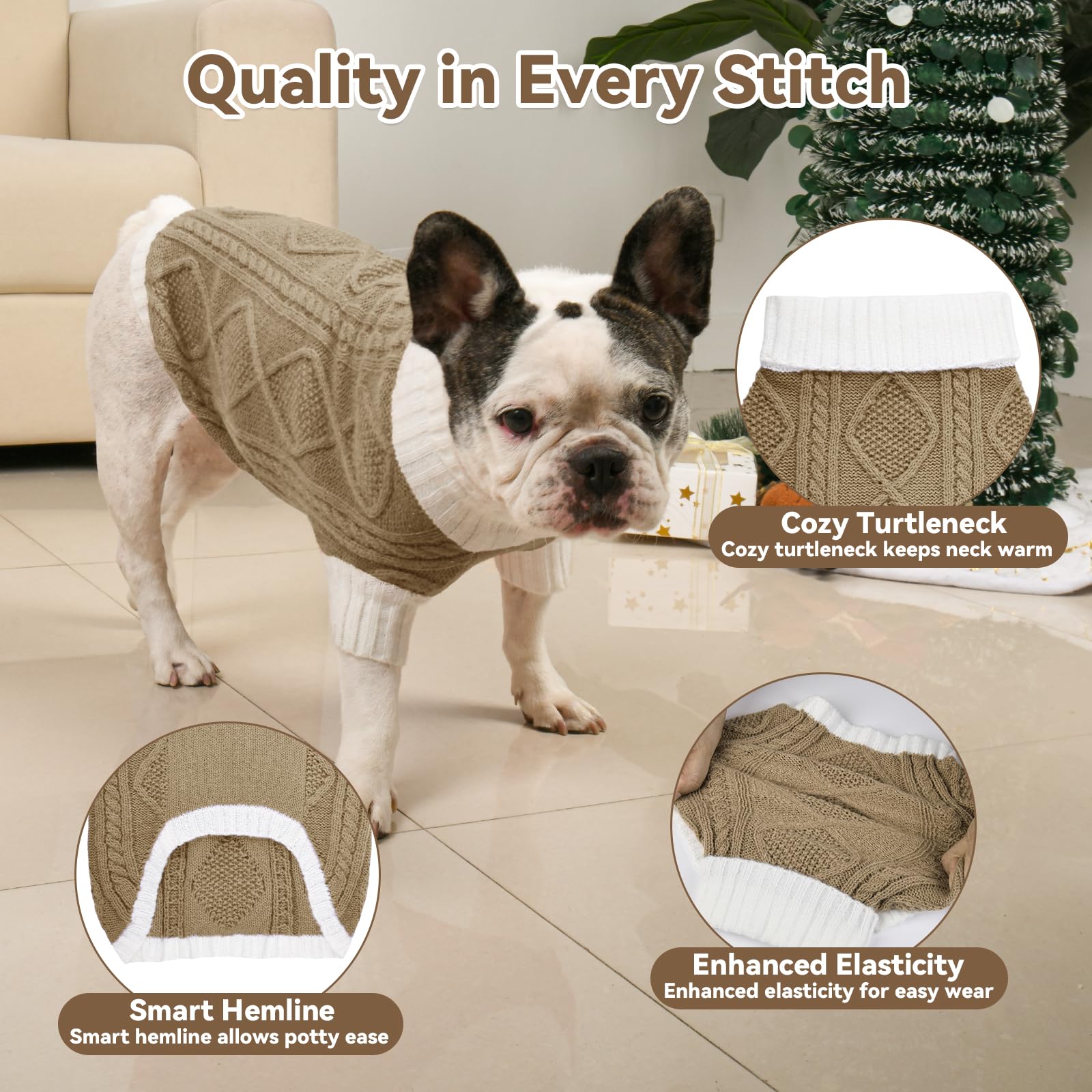 Lorehelina dog sweater medium turtleneck side view ideal for stylish outdoor wear