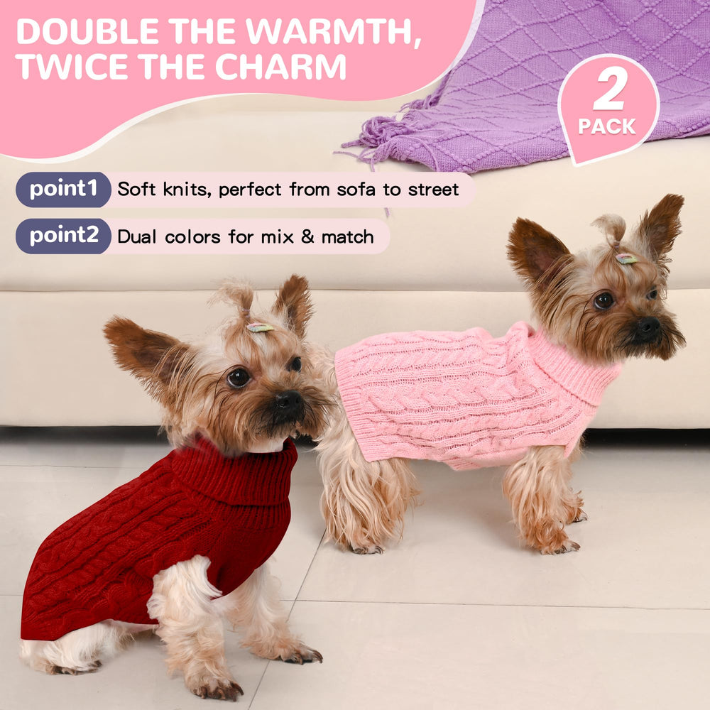Lorehelina dog sweater red side view shows snug fit for small breeds.