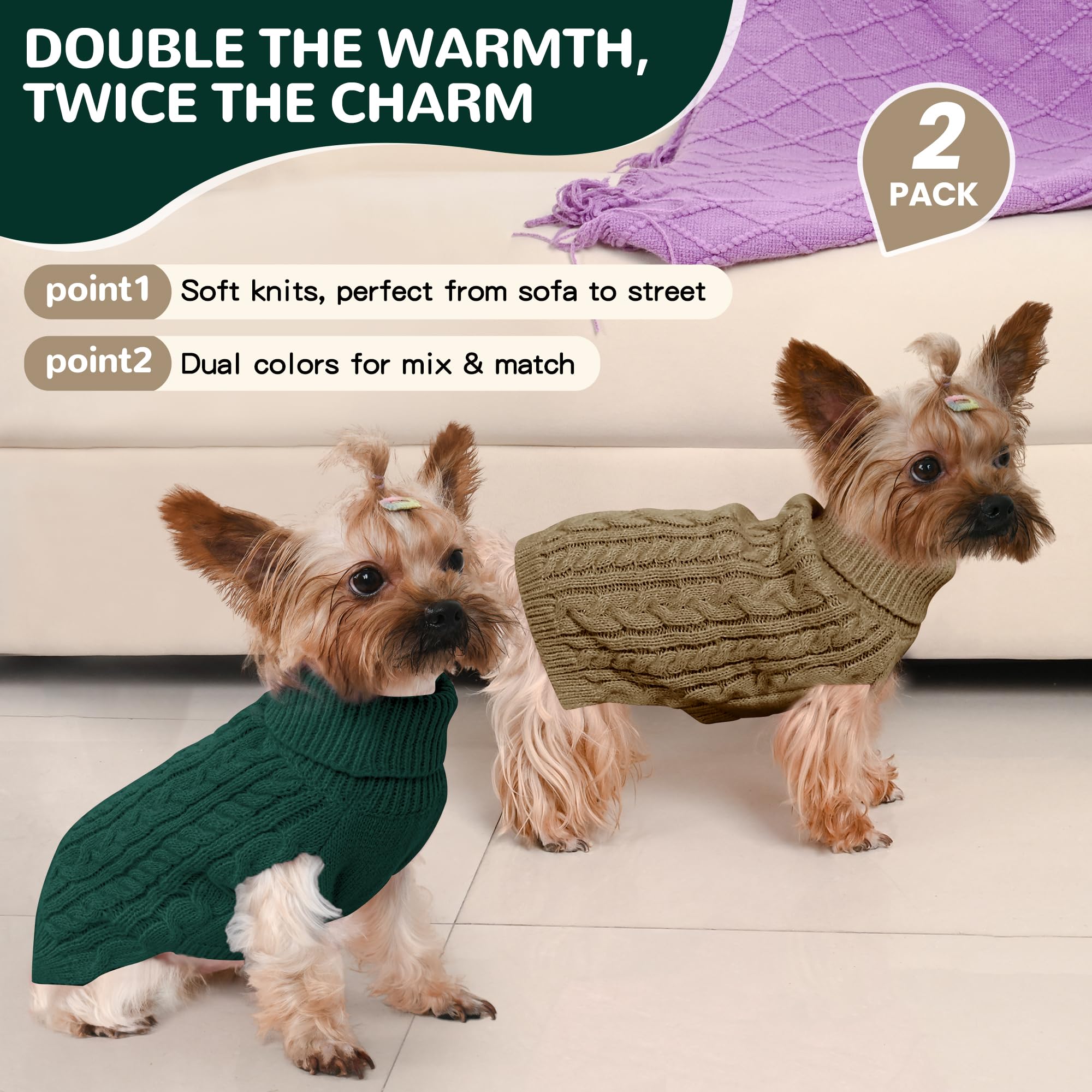 Lorehelina dog sweater side view shows stretch fit for comfortable movement.