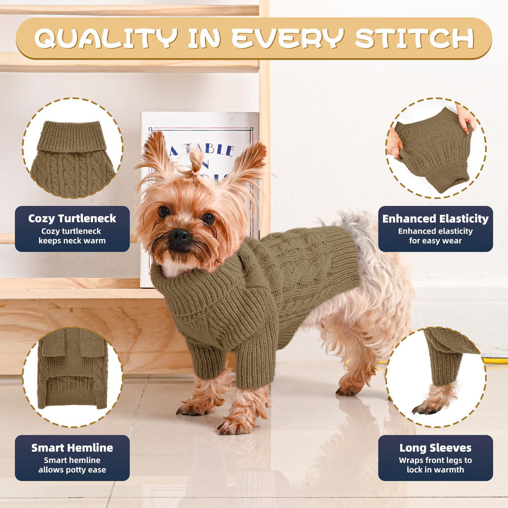 Lorehelina dog sweater turtleneck brown back view highlights secure pullover design