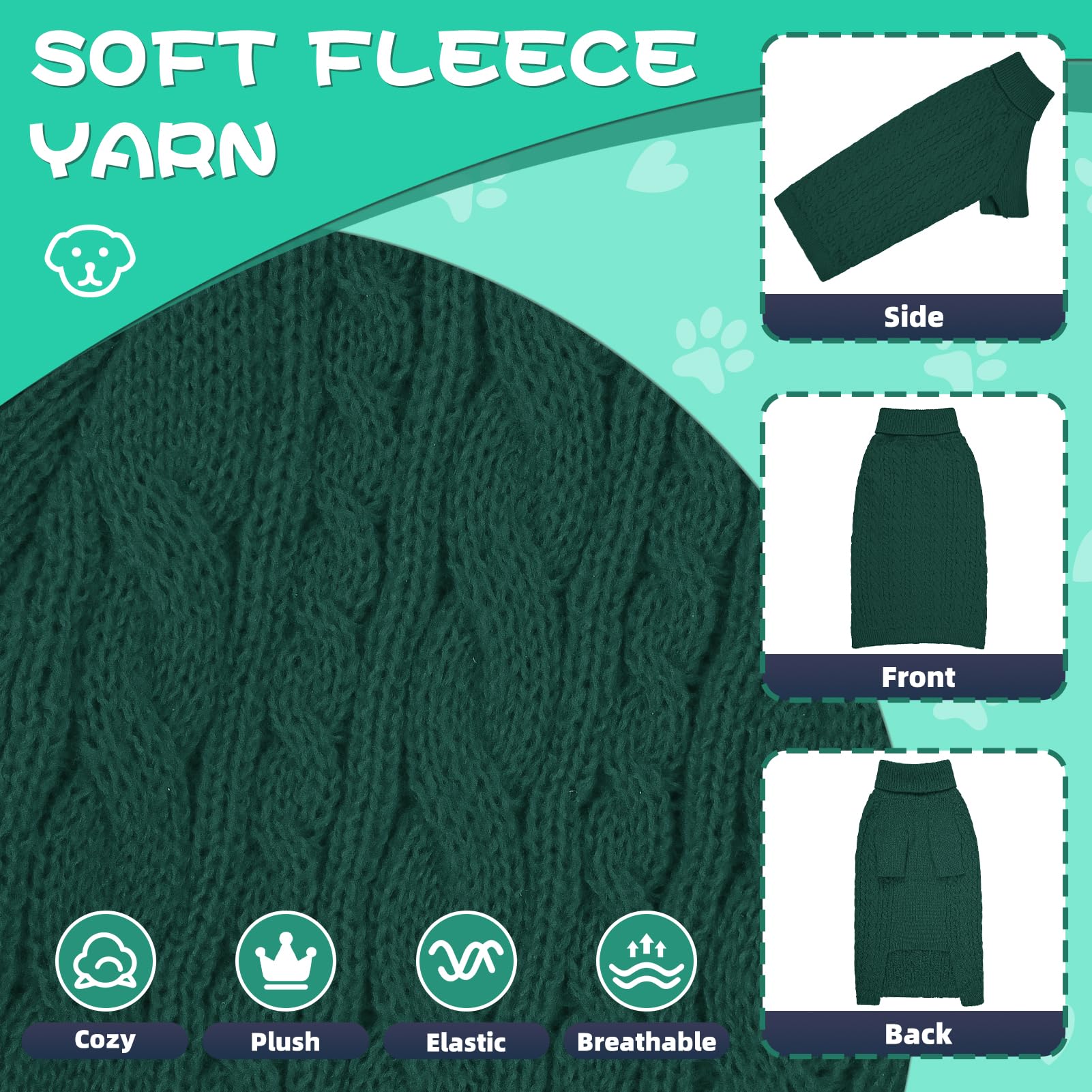 Lorehelina turtleneck green back view highlights full coverage and extra warmth