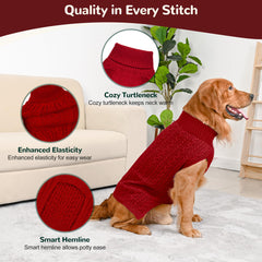 Lorehelina dog sweater back view highlights cable knit and two-sweater set